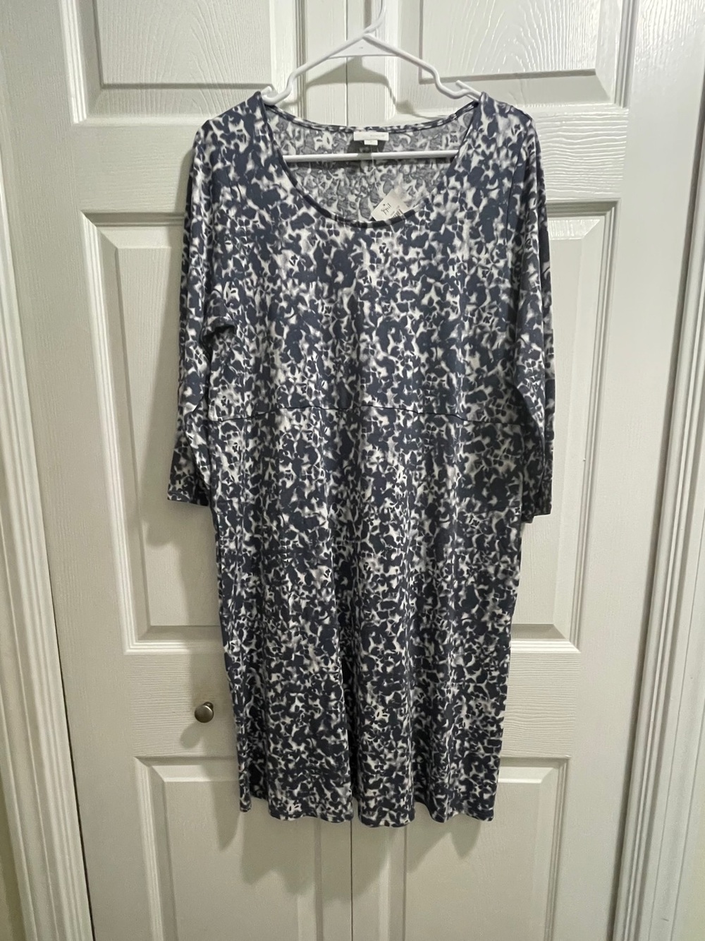 J. Jill Navy and White Abstract Scoop-Neck Dress